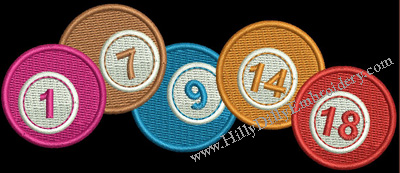 Bingo # Balls Fill Stitch 5x7 Hoop Digital Design