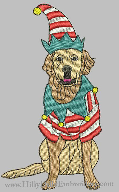 Golden Retriever 4x4 Elf Dog Digital Design
