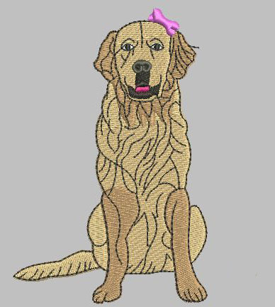 Golden Retriever 5x7 Girl with Bow Digital File