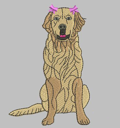 Golden Retriever 4x4 Girl Dog Two Bows Design