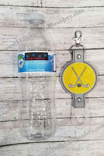 Golf Clubs Applique Bottle Holder Digital File