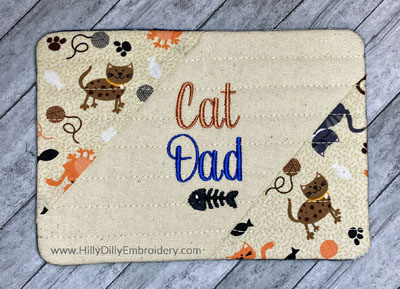 Mug Rug Cat Dad1 Digital Design File