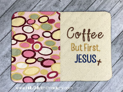 Mug Rug Coffee First Jesus Digital Design File