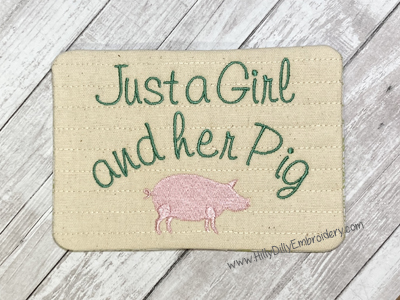Mug Rug Girl and her Pig Digital Design File