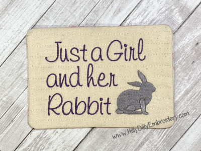 Mug Rug Girl and her Rabbit Digital Design File