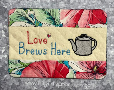 Mug Rug Love Brews Here Digital Design File