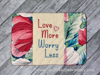 Mug Rug Love More Worry Less Digital Design File