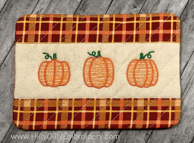 Mug Rug Pumpkin Trio Digital Design File