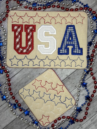 Mug Rug USA1 Applique Digital Design File
