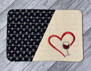 Mug Rug Heart Wine Glass Digital Design File