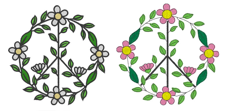 Peace Sign Flower Circle Fill Design