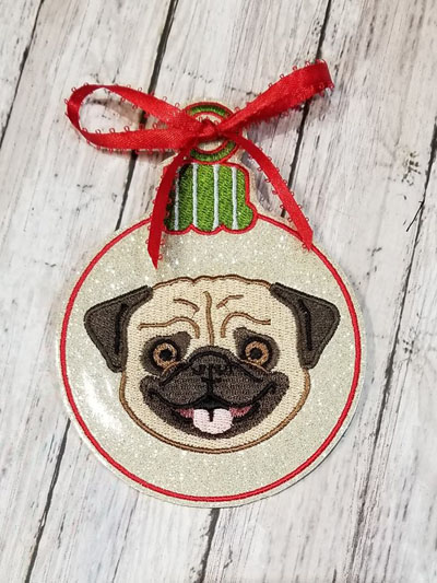 Ornament Pug Face Ball Digital File