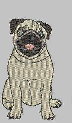 Pug Dog 5x7 Design Digital File