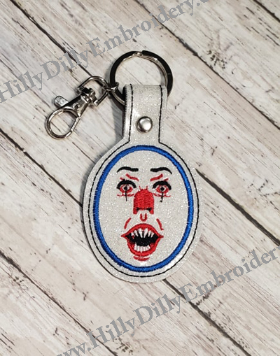 Scary Clown Face1 Oval Snap Tab Digital File