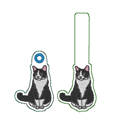 Tuxedo Cat Fob and Eyelet Set Digital File