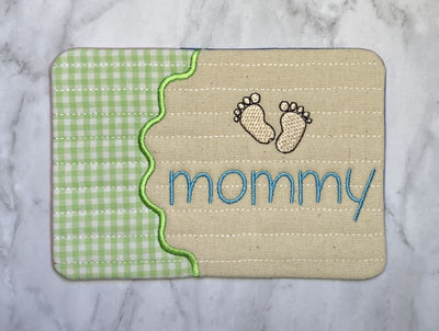 Mug Rug Mommy Baby Feet Digital Design File