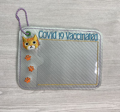 Vaccine Card Holder Stripe Cat Head
